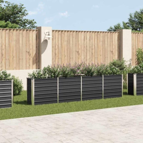 Raised Garden Bed 320x40x77 cm Galvanised Steel Anthracite 47051