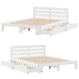 Bed Frame without Mattress White 135x190 cm Double Solid Wood Pine 3309870