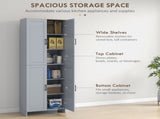 Freestanding Kitchen Cupboard, 4-Door Storage Cabinet with Adjustable Shelves, Modern Kitchen Pantry T3398P378029