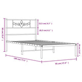 Metal Bed Frame without Mattress with Headboard Black 90x190cm 355259