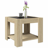 Coffee Table with LED Sonoma Oak 53x53x45 cm Engineered Wood 847541