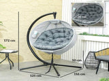 Hanging Egg Chair Outdoor Indoor Garden Swing Chair with Folding Basket, Garden Hanging Chair with T3398P328457