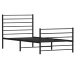 ZNTS Metal Bed Frame without Mattress with Footboard Black 100x200cm 352332