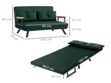 4-in-1 Velvet-Feel Double Sofa Bed, with Pillows - Green T3398P329493