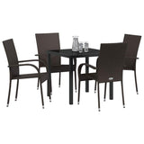 Garden Dining Set 5 pcs Brown Powder-Coated Steel 3379395