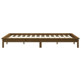 Bed Frame Honey brown Solid pine wood Double Durable Bed Frame 820564