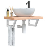Basin Shelf Wall Mounted Steel and Solid Wood Beech 3302362