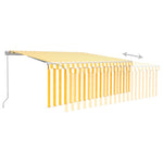 ZNTS Manual Retractable Awning with Blind 4x3m Yellow&White 3069298