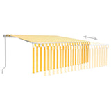 ZNTS Manual Retractable Awning with Blind 4x3m Yellow&White 3069298