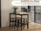 5 Piece Bar Table Set with 4 Stools, Industrial Bar Table and Stool Set, Dining Table and Chair Set, T3398P343442