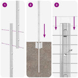 Welded Wire Fence with Posts 25 x 1.5 m Galvanised Steel Silver 3336374