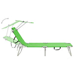 ZNTS Folding Sun Lounger with Canopy Green Aluminium 310361
