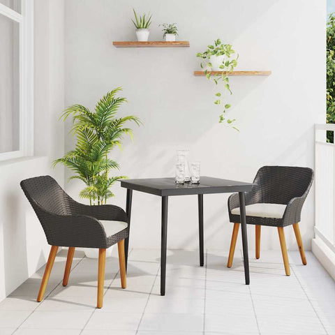 Garden Dining Set with Cushion 3 pcs Black Poly Rattan 3261663