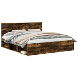 Bed Frame Smoked Oak 180 x 200 cm Solid Pine Wood 3410568