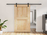 Sliding Door Natural and Black 90 x 210 cm Solid Pine Wood 3444920