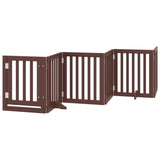 Dog Gate with Door Foldable 6 Panels Brown 300 cm Poplar Wood 352261