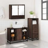 3 Piece Bathroom Furniture Set Brown Oak Engineered Wood 3301064
