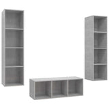 3 Piece TV Cabinet Set Concrete Grey Engineered Wood 3079758