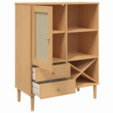 Highboard SENJA Rattan Look Brown 90x40x112cm Solid Wood Pine 358052