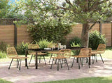 Garden Dining Set 7 pcs Brown Powder-Coated Steel 3379196
