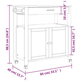 Kitchen Trolley MONZA 84x40x88.5 cm Solid Wood Pine 376108