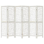 Room Divider 6 Panels White Solid Wood Paulownia 358745