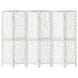 Room Divider 6 Panels White Solid Wood Paulownia 358745