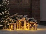 Gift Box Decoration 3 pcs Warm white 20 x 20 x 20 cm Rattan 42019090