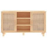 Sideboard Brown 105x30x60 cm Solid Wood Pine and Natural Rattan 345641