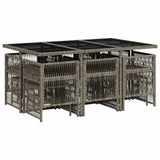 11 Piece Garden Dining Set with Cushions Grey Poly Rattan 3210968