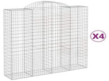Arched Gabion Baskets 4 pcs 200x50x200/220 cm Galvanised Iron 3146427