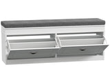 Shoe Storage Bench with Flip Drawers, Shoe Cabinet with Seat Cushion and Adjustable Shelf for T3398P341260