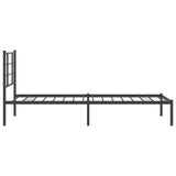Metal Bed Frame without Mattress with Headboard Black 90x190cm 355553