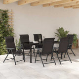Garden Dining Set 7 pcs Black Coffee Powder-Coated Steel 3379272