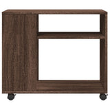 Side Table with Wheels Brown Oak 70x35x60 cm Engineered Wood 853152