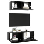 ZNTS 2 Piece TV Cabinet Set Black Engineered Wood 3078807