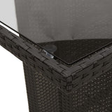 Garden Table Black PE rattan, powder-coated steel, tempered glass 365602