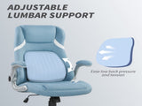 Linen-Look Office Chair, with Adjustable Height and Tension - Blue T3398P377459