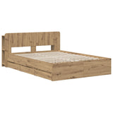 Bed Frame with Storage and Headboard Artisan Oak 150 x 200 cm 3445808