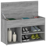 816054 Shoe Bench Grey Sonoma 80x30x45 cm Engineered Wood