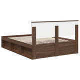 Bed Frame with Headboard Brown Oak 140 x 200 cm Solid Pine Wood 3410597
