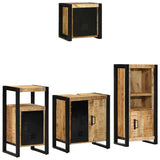 Bathroom Furniture Set 4 pcs Brown and Black Solid Mango Wood 3305634