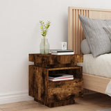 ZNTS Bedside Cabinet with LED Lights Smoked Oak 40x39x48.5 cm 836792