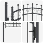Fence Gate with Spikes Grey 125 x 100 cm Powder-coated steel 42008988