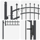 Fence Gate with Spikes Grey 125 x 100 cm Powder-coated steel 42008988