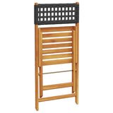 Bistro Set Black Solid acacia wood, PE rattan Compact Foldable 3281754