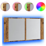 LED Mirror Cabinet Old Wood 90x12x45 cm Engineered Wood 856284