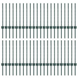 Embedded Fence Post 44 pcs Green 100 cm Powder-Coated Steel 3335915