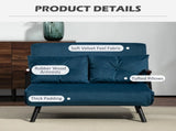 4-in-1 Velvet-Feel Double Sofa Bed, with Pillows - Blue T3398P342277