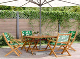 5 Piece Garden Dining Set Leaf Pattern Fabric and Solid Wood 3281836